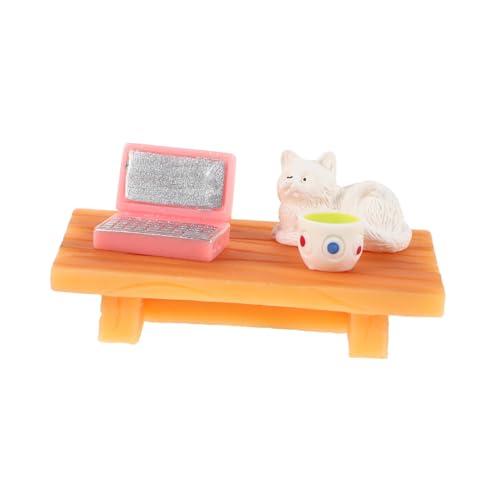 UPKOCH 1 Satz Puppenhaus-Computer wohnzimmermöbel Kreative Ornamente Szene Requisiten Dekoration Mini-Puppenhausmöbel Puppenhaus Schreibtisch Puppenmöbel Plastik Rosa von UPKOCH