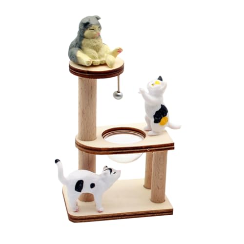UPKOCH 1 Satz Puppenhaus Katze Klettergerüst Katzendekor Für Katzenliebhaber Miniaturkatzen Katzenhaus Im Freien Mini-puppenhaus Automatisches Katzenspielzeug Mini-katzenfiguren Harz von UPKOCH