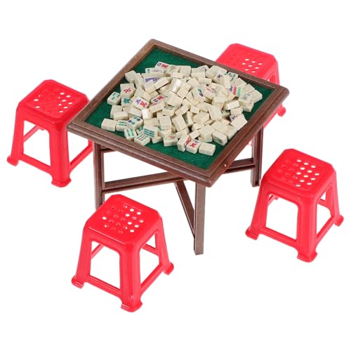 UPKOCH 1 Satz Puppenhaus-Mahjong-Tisch Puppenhaus-Miniatur-stühle Puppenhaus Miniatur Stuhl Tisch Miniatur-puppenhaus-Gaming-zubehör Miniatur-puppenhauszubehör Miniatur-spieltisch Plastik von UPKOCH