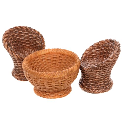 UPKOCH 1 Satz Puppenmöbel Aus Bambus Puppenhausdekorationen Kleine Hausmöbel Miniaturspielzeug Kleiner Korb Mini-Stuhl-Modell Zubehör Für Puppenhausmöbel Esskorbmodell Light Brown Plastik von UPKOCH