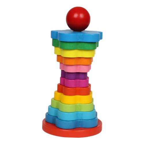 UPKOCH 1 Satz Regenbogenturm Kinderspielzeug interaktive Spiele Spielzeug zum Sortieren von Holz Regenbogensäule Spielzeug pädagogisches Spielzeug Bausteinspielzeug Puzzle Blöcke von UPKOCH