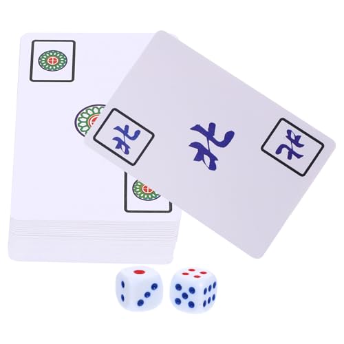 UPKOCH 1 Satz Reise Mahjong Karten Chinesische Mahjong Spielkarten mit Würfeln Wasserdichtes Design für Partys und Familienfeiern von UPKOCH