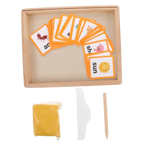 UPKOCH 1 Satz Sandmalerei Buchstaben aus Sandpapier Sandkasten Montessori Lernspielzeug Schreibspielzeug Holz holzspielzeug Briefschreiber Sandschale zeichnen Sandschalen Yellow von UPKOCH