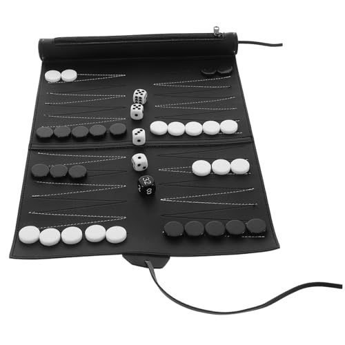 UPKOCH Tragbares Pu-Set Roll-up-Matte Outdoor-Schachbrett Internationales Reisefreundliches Backgammon-Spiel Party-versorgung von UPKOCH