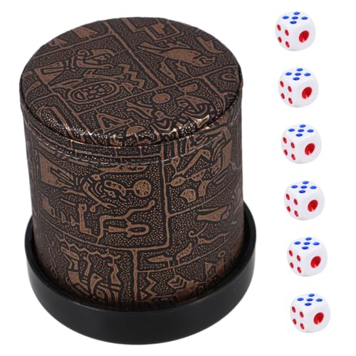 UPKOCH 1 Satz Schallgedämpfter Würfelbecher Multifunktional Party Pokerwürfelbecher Tischspiel Zubehör Brettspiel Zubehör Würfelbecher mit Würfeln Halter für Spielwürfel Leder Coffee von UPKOCH