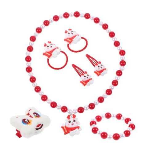 UPKOCH 1 Satz Schmuckset Für Kleinkind Kette Mädchen Schmuck Kinderkette Für Mädchen Kind Schmuck Halskette Für Mädchen Kleinkind-mädchen- Rot Plastik von UPKOCH