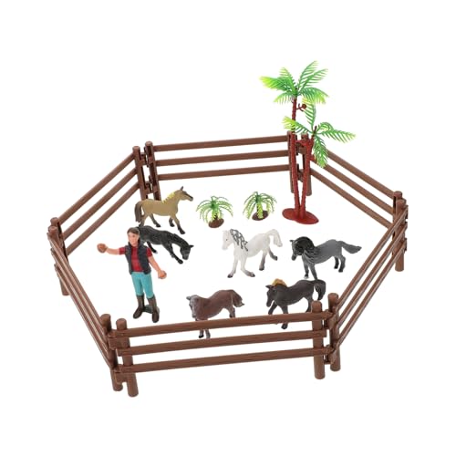 UPKOCH 1 Satz Simulation Stabil Plüsch Bauernhof Pferdestatue Pferdemädchen Miniatur-stallspielzeug Aus Kunststoff Mini-gestütsmodell Puppenhaus-stallspielzeug Plastik von UPKOCH