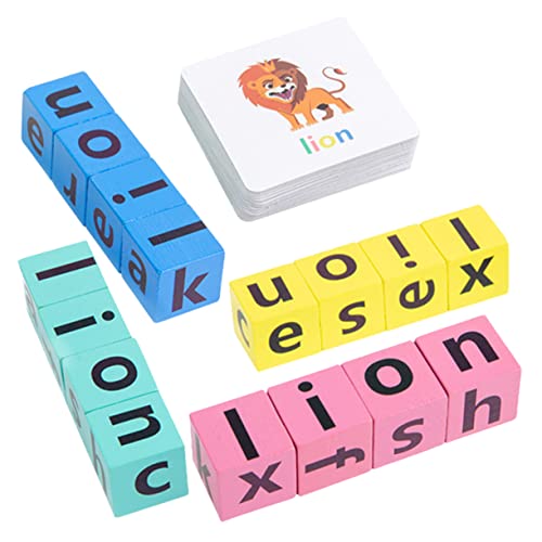 UPKOCH 1 Satz Kinderspielzeug interaktives Spielzeug Kinder entwicklung englische Worte Buchstabieren Spielzeug Tierspielzeug aus Holz Puzzlematte Bausteine Kleinkind rätsel Briefe Karten von UPKOCH