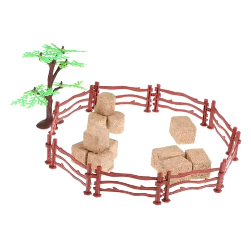 UPKOCH Miniatur Spielzeug Zaun Satz für Pferde mit Heuballen Robuster Kunststoff Installieren für Bauernhof Spielzeug und Garten Dekoration von UPKOCH