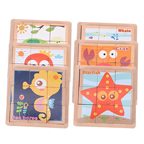 UPKOCH 1 Satz sechsseitige Malbausteine Holzpuzzles für kreatives Rätsel Lernpuzzles aus Holz Bildungsrätsel Puzzle-Block Cartoon-Rätsel Cartoon-Puzzle Holzrätsel von UPKOCH