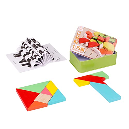 UPKOCH 1 Schachtel Holz-Tangram Lernspielzeug Für Kinder Geometrische Formmusterblöcke Holzspielzeug Kinder Spielset 3D Russische Blöcke Tangram-Spielzeug Rätsel Puzzle Hölzern Groß von UPKOCH