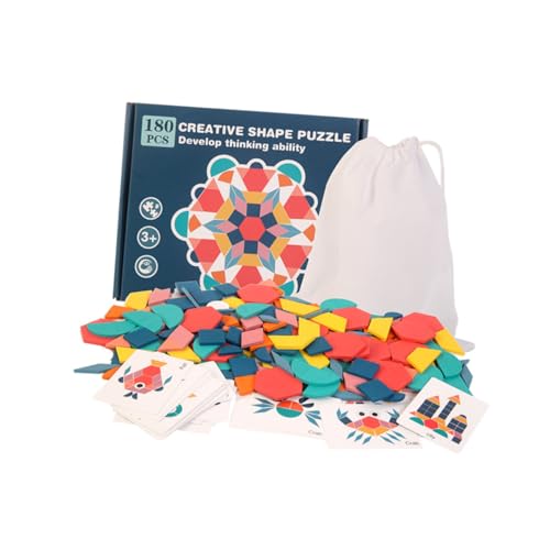 UPKOCH 1 Set 180 Stück Holz Lernpuzzles Bunte Papierbausteine ​​Für Kleinkinder Holz Geometrie Puzzle Lustiges Puzzle von UPKOCH