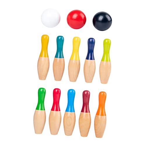 UPKOCH Sicheres Bowling Aus Holz 3er-Pack Bowlingspielzeug Für Kinder Mini-Bowling-Set 10 Für Familienspiele Geburtstagsgeschenk von UPKOCH