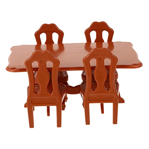 UPKOCH 1 Set Esstisch Und Stuhl Modell Mini Plastikstuhl Spielhauszubehör Spielhausdekor Mini Tisch Simulierte Möbel Mini Schlafzimmerzubehör Kinderspielzeug Orange Pp von UPKOCH