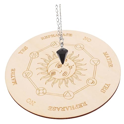 UPKOCH 1 Set Holzbrett Mondstein Halskette Wünschelruten Halskettenbrett Anhänger Pendel Halskette Pendelständer Goth Pins Wahrsagezubehör Spirit Board Pendelbrett von UPKOCH