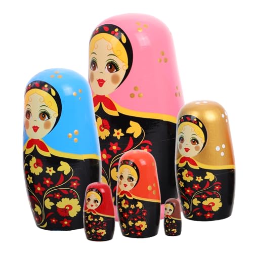 UPKOCH Russische Matrjoschka-Puppen Für Kinder 1 Set Mit 6 Hölzernen Matrjoschka-Puppen Künstlerisches Dekoratives Spielzeug von UPKOCH