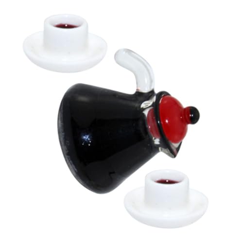 UPKOCH 1 Set Mini Kaffeekanne Untertasse Puppenfoto Tragbares Wasserkocher Set Wiederverwendbar Kleine Kaffeetasse Partydeckel Porzellan Espresso Latte Tassen Zubehör von UPKOCH