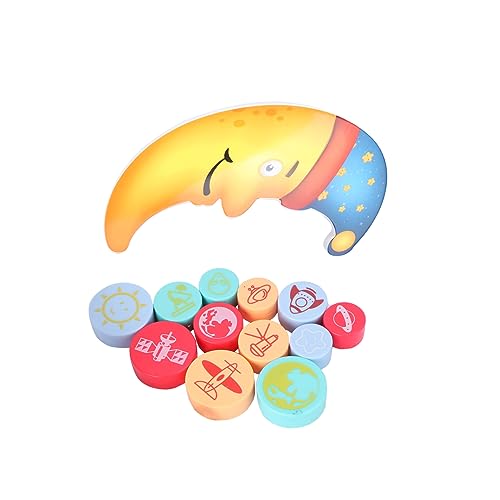 UPKOCH 1 Set Moon Balance Blocks Früherziehungsspielzeug Holzbausteine ​​Holzstapelspielzeug Pädagogische Bausteine ​​Stapelblöcke Entwicklungsspielzeug Balancespiele Spielset von UPKOCH