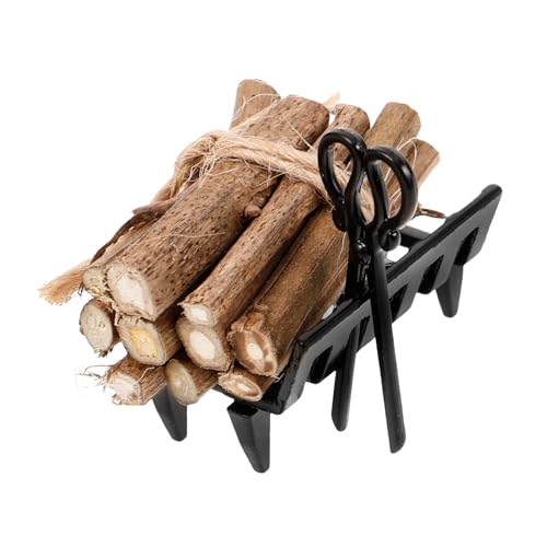 UPKOCH 1 Set Puppenhaus Mini Kamin Kleines Brennholz Kleine Zange Puppenhaus Kaminzubehör Mini Brennholz Mini Handwerk Miniatur Brennholzregal Zange Modell Szenenlayout von UPKOCH