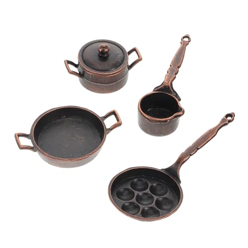 UPKOCH 1 Set Puppenhaus Topfset Minimöbel Puppenhaus Küchenschränke Miniatur Miniaturen Küche Puppenhaus Tisch Modell Mini Hausmöbel Metall Dunkelbraun von UPKOCH