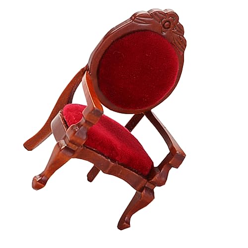 UPKOCH 1 Stück Modellstuhl Für Mini Kinderstühle Für Tisch Kinderspielzeug Möbel Puppe Retro Geschnitzter Stuhl Vintage Geschnitzter Stuhl Birke Rot von UPKOCH