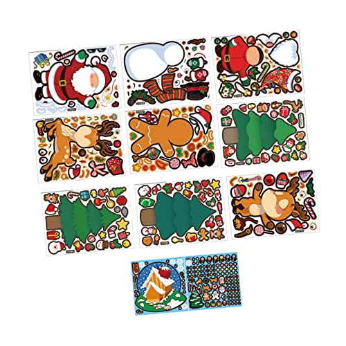 UPKOCH 10 Blätter Weihnachtsaufkleber Weihnachts-Cartoon-Aufkleber Kinderspielzeug DIY-Puzzle-Aufkleber Machen Sie Einen Gesichtsaufkleber Kinderaktivitäten Bevorzugen Partyzubehör PVC von UPKOCH