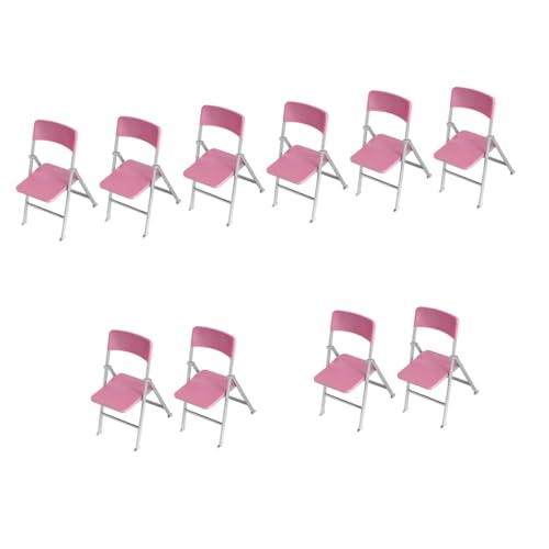 UPKOCH 10 STK Puppenhaus Klappstuhl Miniatur-modellstuhl Stühle Für Kinder Mini-puppenmöbel Winziger Klappstuhl Kindermöbel Zubehör Im Maßstab 1:6 Heim M151 Kleine Puppe PVC Rosa Haar von UPKOCH