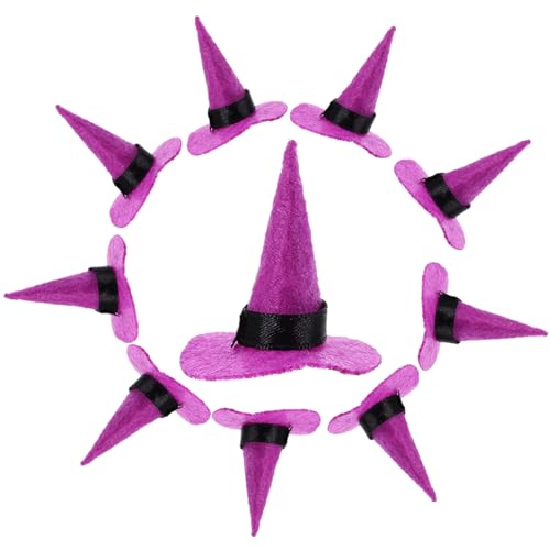 UPKOCH 10 Stk Halloween-Zwergmütze Miniatur-Hexenhut Halloween-Filzhut Hasenmütze Mini-Hüte halloween dekoration halloween decoration Hexenhut Requisite Party-Hexenhut Filzstoff Violett von UPKOCH