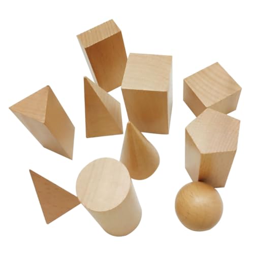 UPKOCH 10 Stück 3D-Geometrie- kindergeburtstags mitgebsel Fantasie konstruktionsspielzeug holzbauklötze Lernspielzeug Intelligenzspielzeug Geometrie Bausteine Hölzern Yellow von UPKOCH