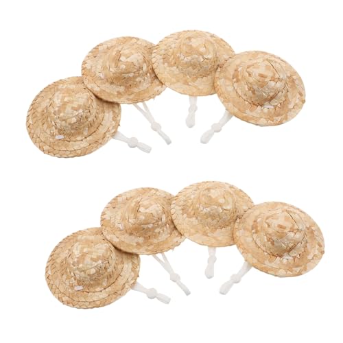 UPKOCH 10 Stück Babystack Hut Mini Mexikanische Fiesta Hüte Kinnriemen Strohhüte Handgewebte Puppenkappen Puppenhaus Sombrero Dekorationen Miniatur Puppenhüte Miniatur Gewebte von UPKOCH