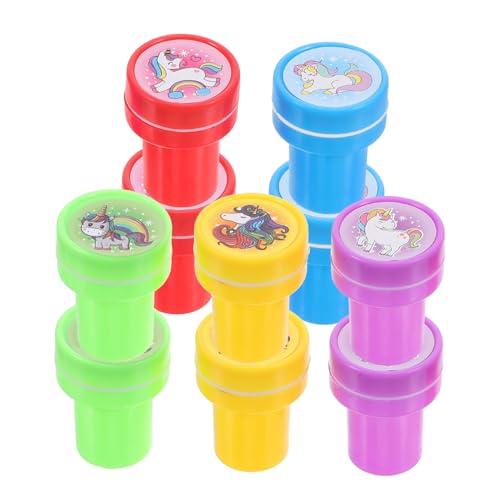 UPKOCH 10 Stück Einhorn-Stempelspielzeug Glücklich Party Gefälligkeiten für Kinderspielzeug Finger DIY süßer Stempel Scrapbooking -Briefmarken Niedliche DIY-Stempel Stempelprämien Plastik von UPKOCH