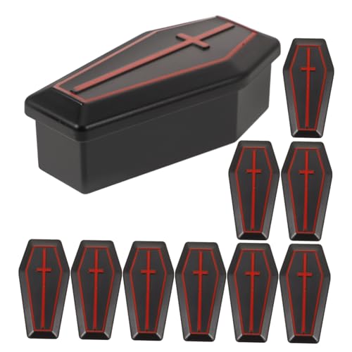 UPKOCH 10 Stück Halloween-Sarg Kreativ Halloween- Särge Geist Dekoration Miniatur-Halloween-Puppenhauszubehör Simulation Sarg gefälschtes Sargmodell Plastik Black von UPKOCH