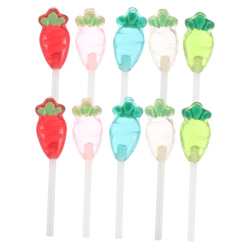 UPKOCH 10 Stück Lollipop-Modell Puppenhausessen Weihnachtsminiaturen Zum Basteln Miniatur-puppenhaus-lutscher Gefälschte Süßigkeiten Mini-feengarten-Accessoires Feengarten Zubehör Plastik von UPKOCH
