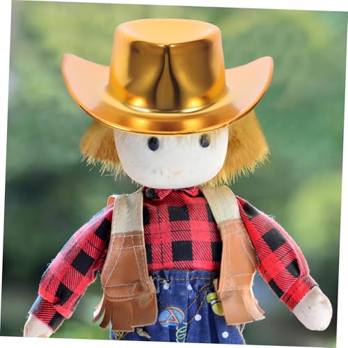 UPKOCH 10 Stück Mini Cowboy Hüte Glitzernd Kleine Puppenhüte aus Robustem Kunststoff für DIY Basteln Puppendekoration Pretend Play Zubehör von UPKOCH