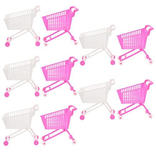 UPKOCH 10 Stück Mini Einkaufswagen Mini Miniatur Einkaufskorb Spielräder Lebensmittelwagen Modell Einkaufswagen Für Kleinkinder Trolleys Kunststoff von UPKOCH