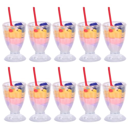 UPKOCH 10 Stück Mini-Eisbecher-Modell: Puppenhaus-Mini-Lebensmittelfiguren, winziges Eiscreme-Spielspielzeug, Maßstab 1:12, Miniatur-Lebensmittel für Kinder, Rollenspiele, DIY-Mikro-Landschaftsdekor von UPKOCH