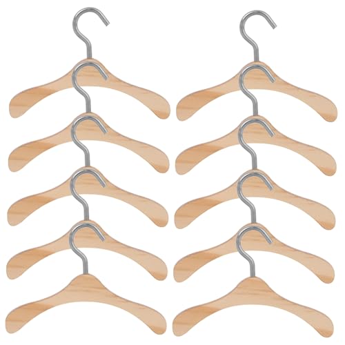 UPKOCH 10 Stück Mini Holz Kleiderbügel für Puppenkleidung Stabile Kleine Puppenbügel Praktische Miniatur Aufhänger für Puppenhaus Dekoration und Aufbewahrung von UPKOCH
