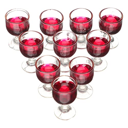 UPKOCH 10 Stück Miniatur-weinglas-Ornamente Dekoration Puppenhaus Winzig Dolly-House-Brille Hauszubehör Mini Weingläser Puppe Brille Puppe Weingläser Mini-Brille Mini-tassen Rot PVC von UPKOCH