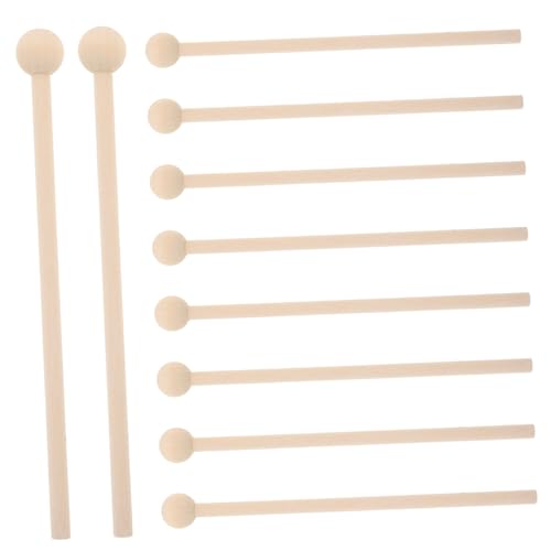 UPKOCH 10 Stück Rhythmusstock Drumsticks Für Kleinkinder Glocken Stecken Orff Schlägel Glockenspielstöcke Handschuhhammer Vertikaler Wäscheständer Für Babyflaschen Jingle Bells Holz Khaki von UPKOCH