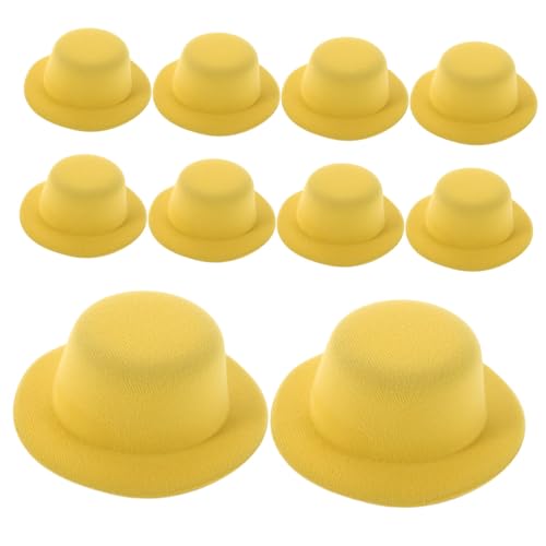 UPKOCH 10 Stück Teiliges Hüte für DIY Bastelprojekte Kleine Hüte für Puppen und Haustiere Leichte Mini Bowler Caps in Leuchtendem Gelb für Feiertagsdeko Haaraccessoires und von UPKOCH