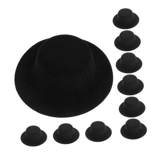 UPKOCH 10 Stück Teiliges Mini Derby Schwarz Kleine Formelle Puppenhüte für DIY Bastelprojekte Vielseitige Mini Hut Accessoires für Haustierkostüme und Festliche Weihnachtsdekorationen von UPKOCH