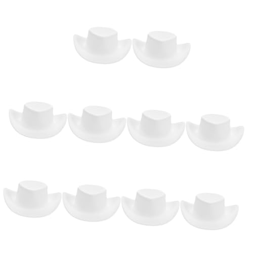 UPKOCH 10 Stück Teiliges Miniatur Cowboyhut Weiß Mini Western Cowgirl Hüte Party Deko Puppen Schmuck Leicht und Kreativ für DIY Bastelprojekte und Kostümzubehör von UPKOCH