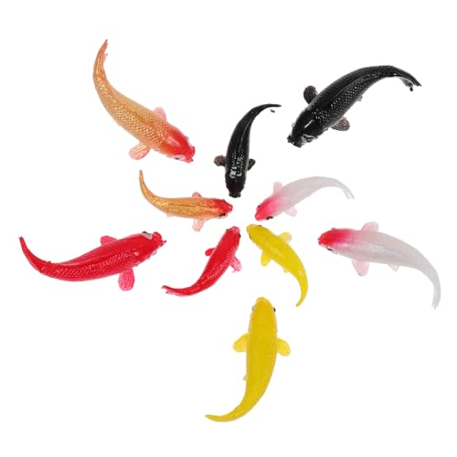 UPKOCH 10 Stück Teiliges Miniatur Koi Fisch Figuren Realistische Harz Deko Bunte Aquarium und Gartenteich Ornamente Kleine Fisch Skulpturen für Mikro Teich und Gartenlandschaften von UPKOCH