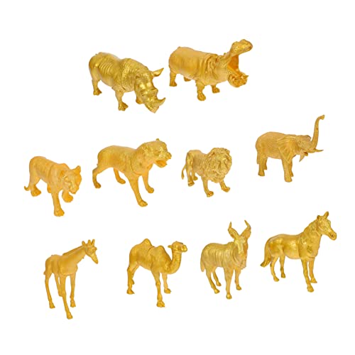 UPKOCH 10 Stück Teiliges Set Realistische Wildtier Modelle aus Goldfarbene Simulation Tierfiguren für Sammlung Dekoration Fotorequisiten und Bildungszwecke Kindgerechtes Lernspielzeug von UPKOCH