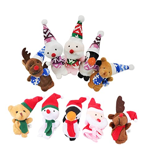 UPKOCH 10 Stück Teiliges Weihnachts Fingerpuppen aus Strapazierfähigem Niedliche Tier und Motive Wiederverwendbares Fingerspielzeug für Eltern Bindung für Weihnachtsgeschichten und von UPKOCH