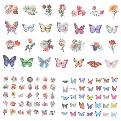 UPKOCH 100 Blatt Graffiti Aufkleber Schmetterlingsaufkleber Blumenaufkleber Schlafzimmer Dekorationsaufkleber wasserdichte Aufkleber Nagelaufkleber Schmetterlingsaufkleber Blumen von UPKOCH