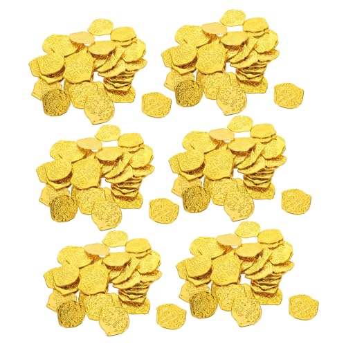 UPKOCH 100 Stück Goldene Piratenmünzen Plastik Fake Doubloons Piraten-Spielmünzen Partydeko Halloween Partyzubehör für Piratengeburtstag von UPKOCH