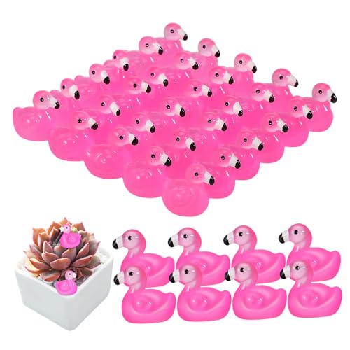 UPKOCH 100 Stück Im Dunkeln leuchtender Flamingo Puppenhaus Mini-Tierfiguren Flamingo Gartenaccessoires Leuchtende Tierfiguren für Bastelprojekte Flamingofiguren aus Harz kleine Harztiere von UPKOCH