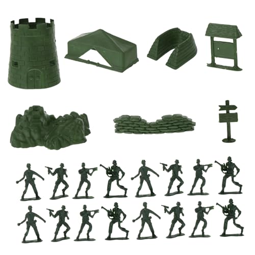 UPKOCH 100 Stück Teiliges Soldaten Spielset Militärische Kunststoff Spielfiguren Armee Modellspielzeug Camouflage Grün für Konzentrationstraining und Spielinteraktion von UPKOCH
