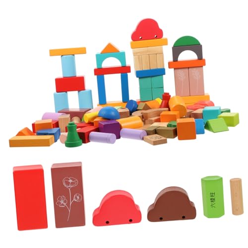 UPKOCH Früherziehungsspielzeug - Holzbausteine ​​- Geometrische Formen Für Kinder - 100-teiliges Set von UPKOCH